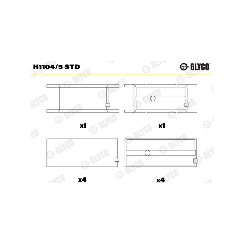 PANEWKI GŁÓWNE GLYCO H11045<7345M> STD FIAT 2.8D  95- 
