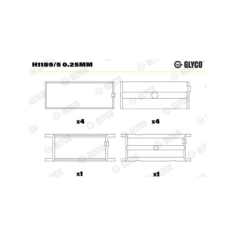 PANEWKI GŁÓWNE GLYCO H11895 0.25 ROVER V8  3.5-4.0D  81-93 