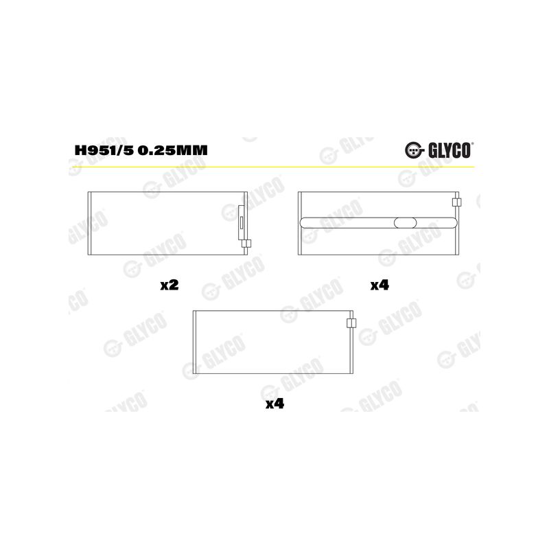 PANEWKI GŁÓWNE GLYCO H9515 0.25 MERCEDES 2.0-2.4D  72- 
