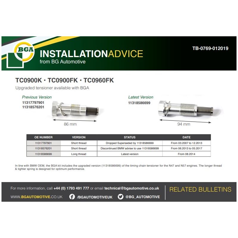ZESTAW ROZRZĄDU ŁAŃCUCHOWEGO BGA TC0900FK BMW 2.0-3.0TD 05-