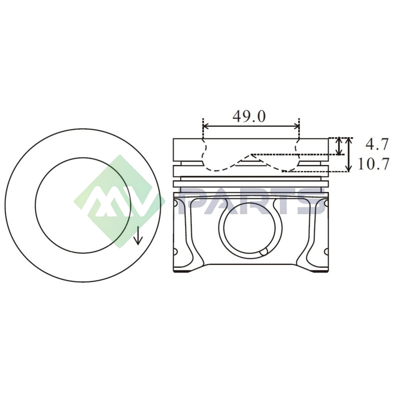 TŁOK MV PARTS P9492<70652> STD VW 1.2TDI-1.6TDI 
