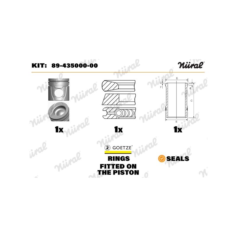ZESTAW NAPRAWCZY GOETZE 8943500000 TŁOK+TULEJA RVI  DCi6W  6.2D 93-