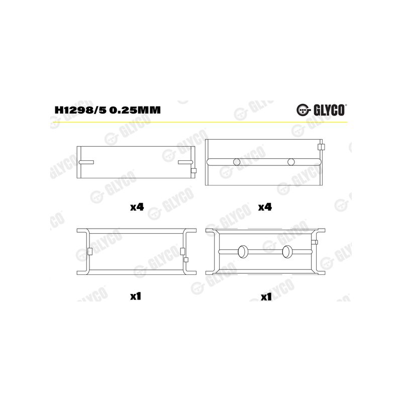 PANEWKI GŁÓWNE GLYCO H1298/5 0.25 BMW 16V  2.0D  03- 