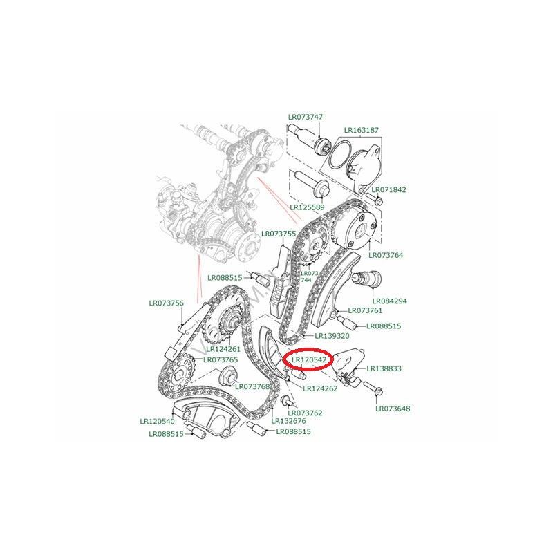 NAKRĘTKA PROWADNICY ŁAŃCUCHA ROZRZĄDU OE LR120542 ROVER 2.0D 15-