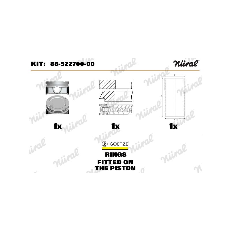 ZESTAW NAPRAWCZY GOETZE 8852270000 TŁOK+TULEJA ROVER 1.6-1.8 