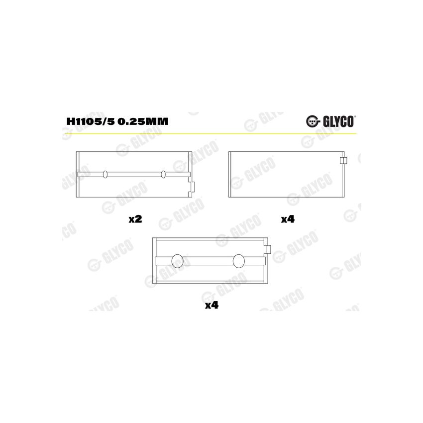 PANEWKI GŁÓWNE GLYCO H11055<7367M> 0.25 FORD 1.8 D/TD 88- 