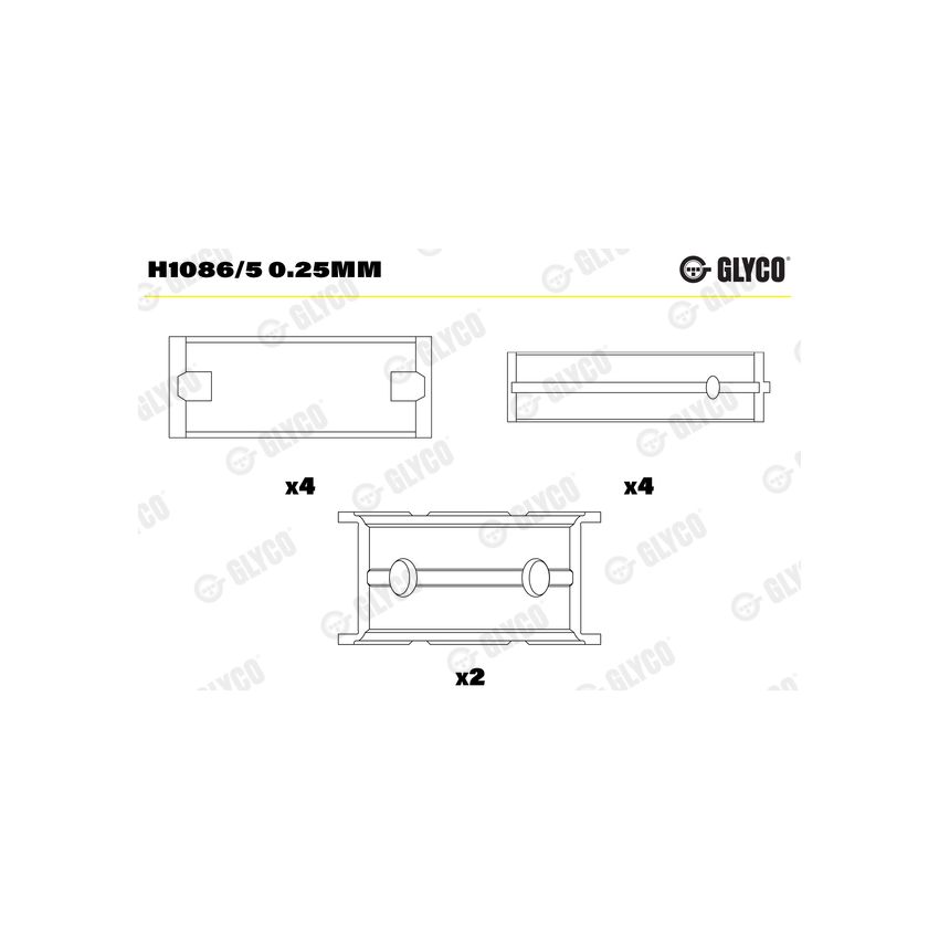 PANEWKI GŁÓWNE GLYCO H10865<7193M> 0.25 FORD 1.6-2.0 ZETEC