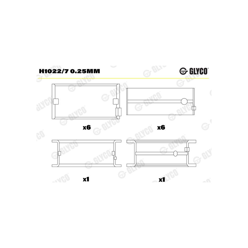 PANEWKI GŁÓWNE GLYCO H10227 0.25 IVECO F3AE0681 00- 