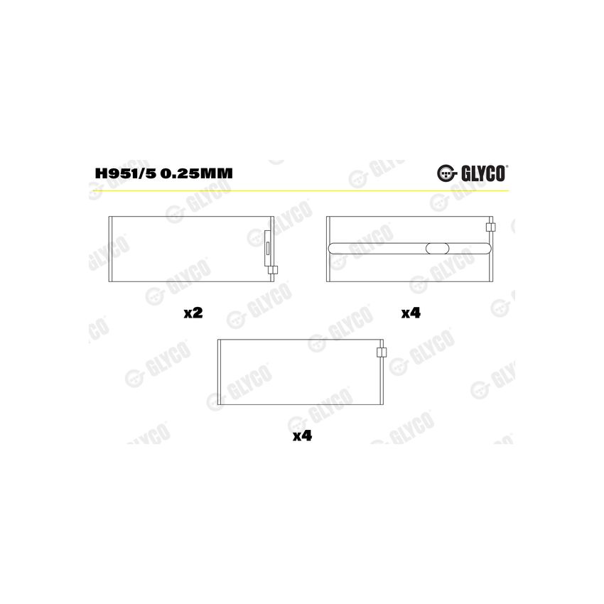 PANEWKI GŁÓWNE GLYCO H9515 0.25 MERCEDES 2.0-2.4D 72- 