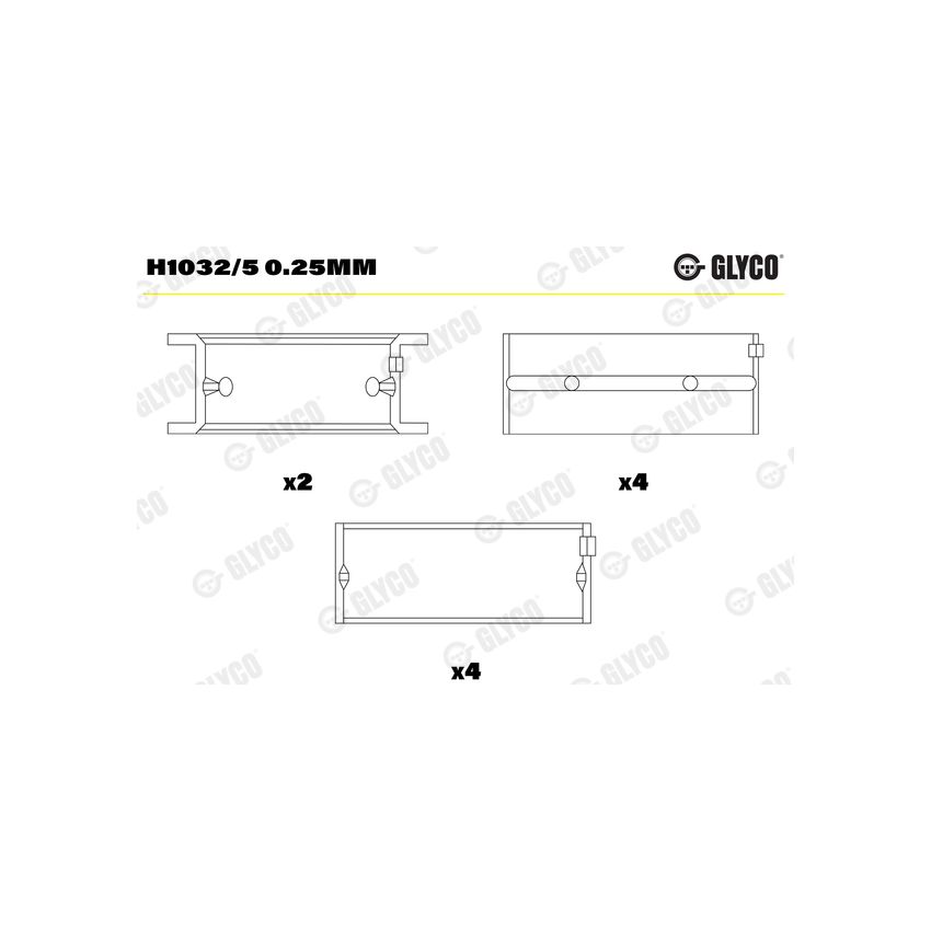PANEWKI GŁÓWNE GLYCO H10325<AEM5312> 0.25 MITSUBISHI 2.0-2.3B+D  - 