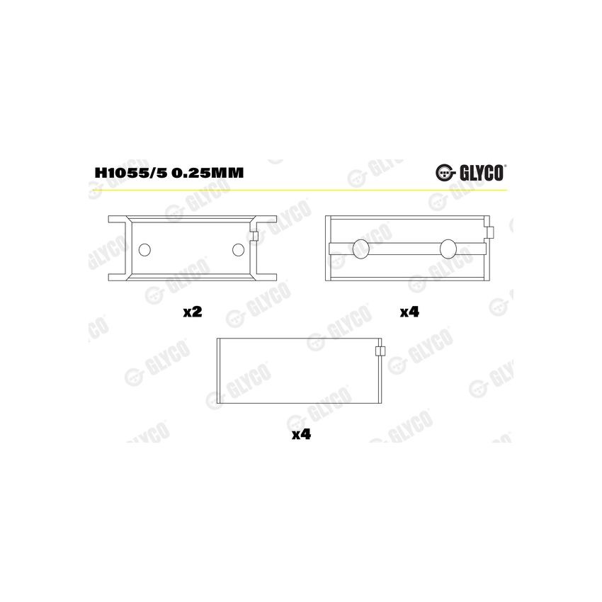 PANEWKI GŁÓWNE GLYCO H10555<AEM5435> 0.25MM MITSUBISHI -2.5 B+D