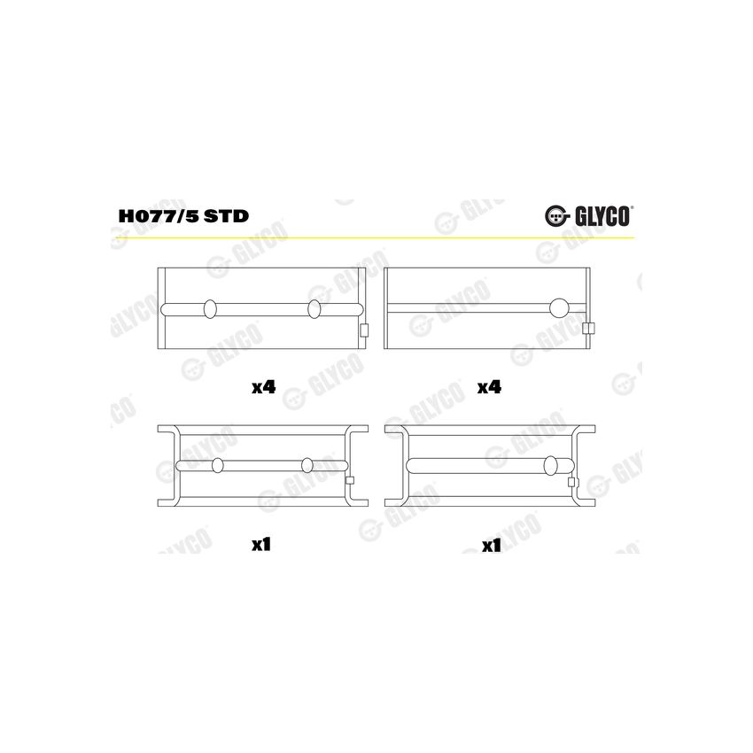 PANEWKI GŁÓWNE GLYCO H0775 STD OPEL 2.0TD 16V 95- 