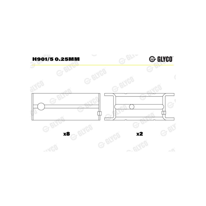 PANEWKI GŁÓWNE GLYCO H9015 0.25 OPEL 1.5-2.4 CIH 65- 