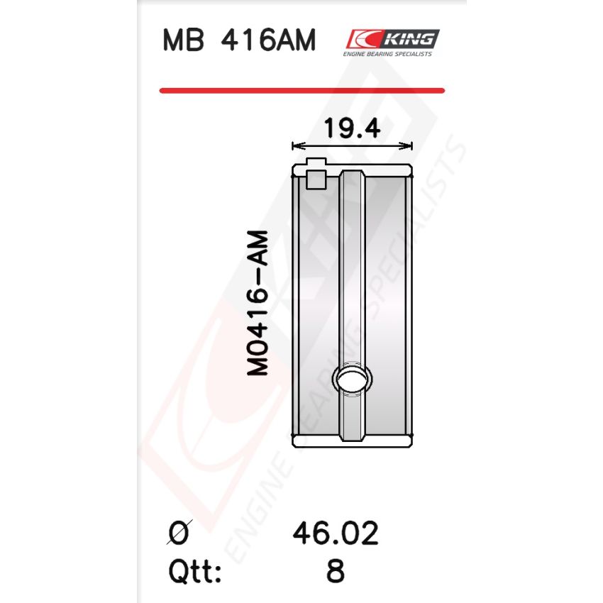 PANEWKI GŁÓWNE KING BEARINGS MB416AM 0.75 DAIHATSU 0.8-1.0B+D  -84 