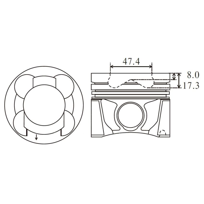 TŁOK MV PARTS P8820<70077> STD NISSAN 2.5DDTI 06-