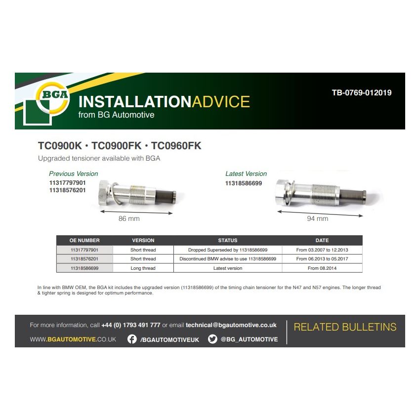 ZESTAW ROZRZĄDU ŁAŃCUCHOWEGO BGA TC0900FK BMW 2.0-3.0TD 05-