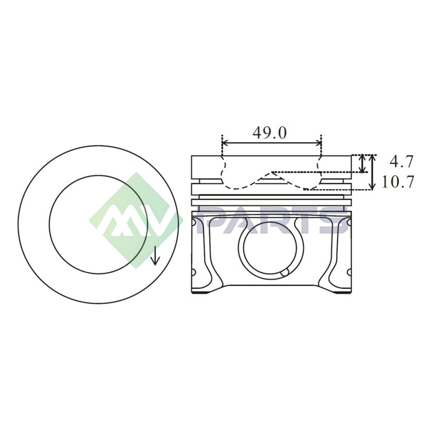 TŁOK MV PARTS P9492 STD VW 1.2TDI-1.6TDI 