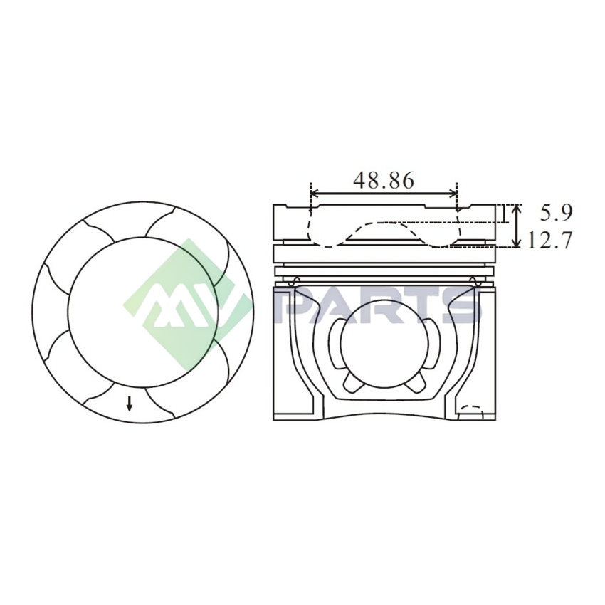 TŁOK MV PARTS P7487A STD MITSUBISHI 1.8DI-D 09-