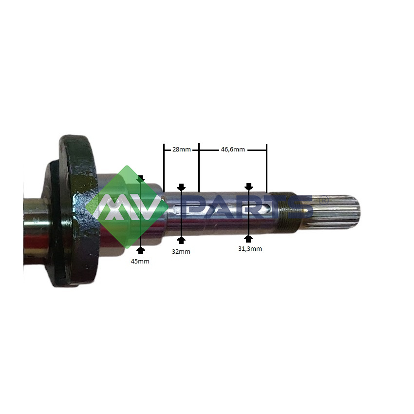 WAŁ KORBOWY MV PARTS D35052 KUBOTA V2203