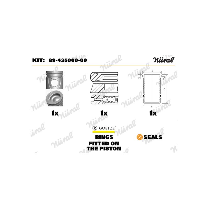 ZESTAW NAPRAWCZY GOETZE 8943500000 TŁOK+TULEJA RVI DCi6W 6.2D 93-