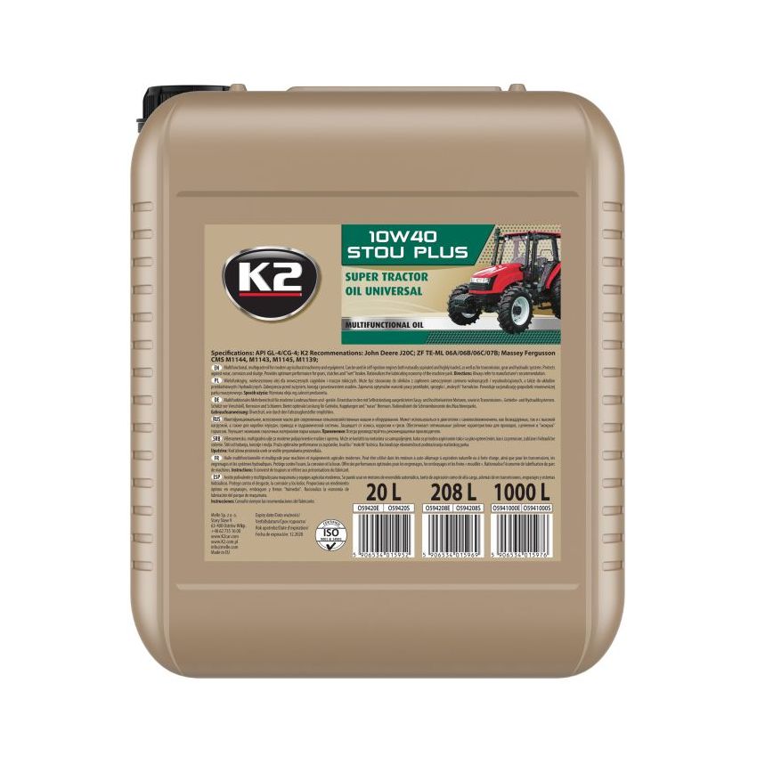 OLEJ WIELOFUNKCYJNY K2 STOU PLUS 10W-40 20L K2 O59420E
