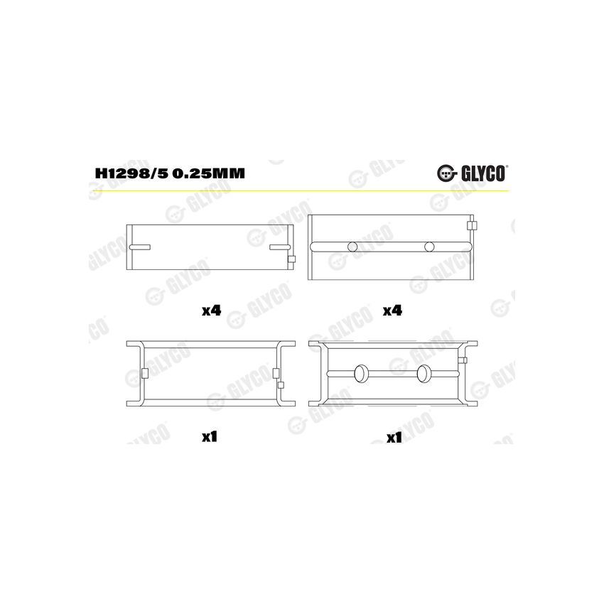 PANEWKI GŁÓWNE GLYCO H1298/5 0.25 BMW 16V 2.0D 03- 