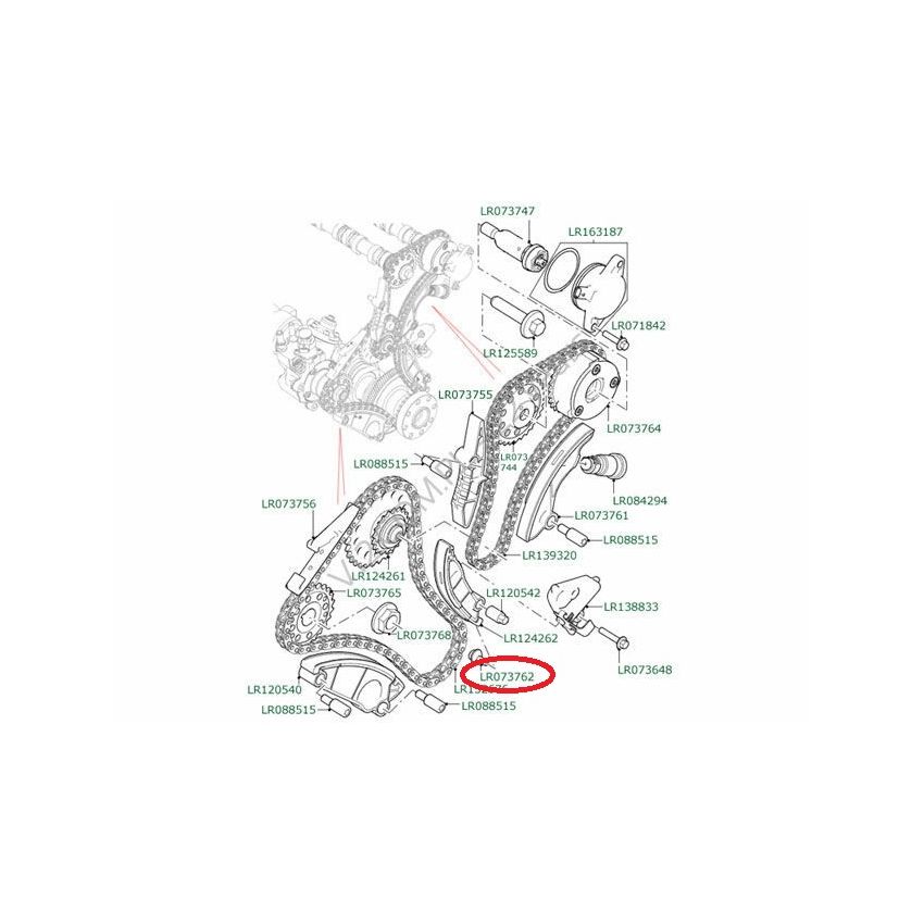 ŚRUBA PROWADNICY ŁAŃCUCHA ROZRZĄDU OE LR073762 ROVER 2.0D 15-