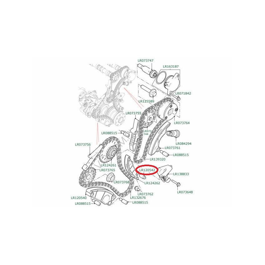 NAKRĘTKA PROWADNICY ŁAŃCUCHA ROZRZĄDU OE LR120542 ROVER 2.0D 15-