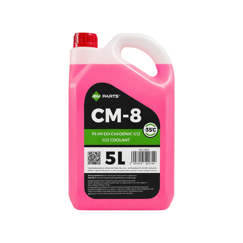 PŁYN DO CHŁODNIC G12 CZERWONY MV PARTS CM-8 5L