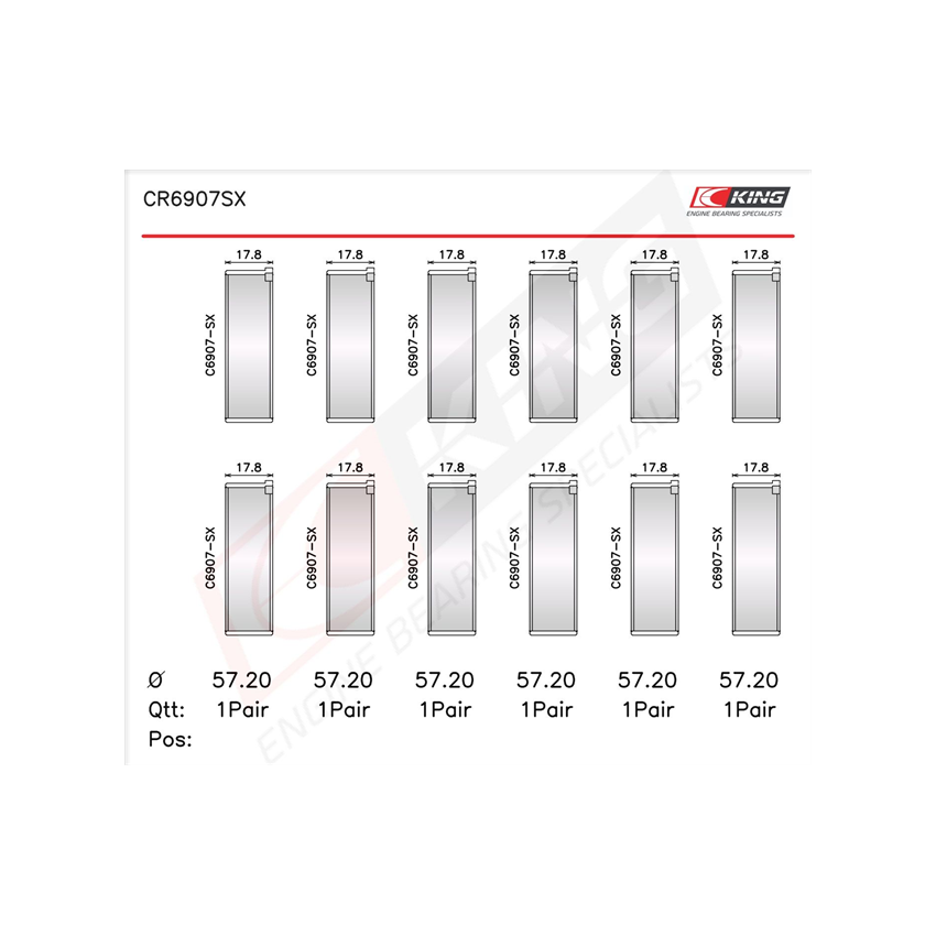 PANEWKI KORBOWODOWE KING BEARINGS CR6907SX STD CHRYSLER 3.6 13-