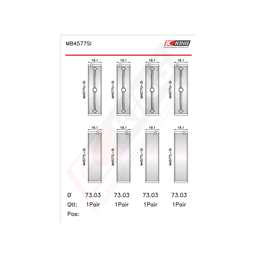 PANEWKI GŁÓWNE KING BEARINGS MB4577SI 0.25 CHRYSLER 3.6 13-