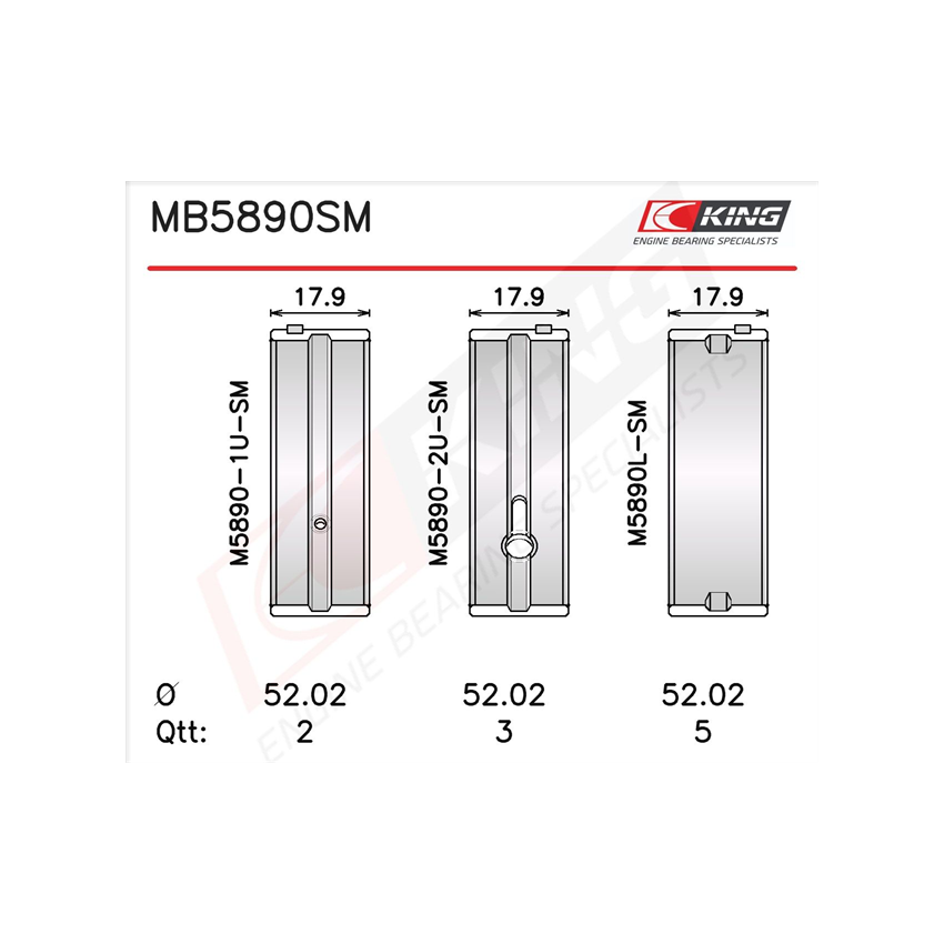 PANEWKI GŁÓWNE KING BEARINGS MB5890SM 0.25 HYUNDAI 1.6CRDI 18-