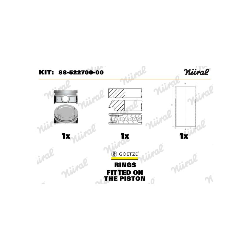 ZESTAW NAPRAWCZY GOETZE 8852270000 TŁOK+TULEJA ROVER 1.6-1.8 