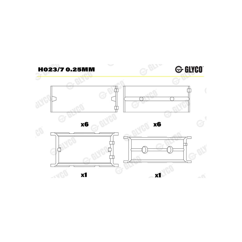 PANEWKI GŁÓWNE GLYCO H0237 0.25 BMW 2.0-2.5B+D/TD 83- 