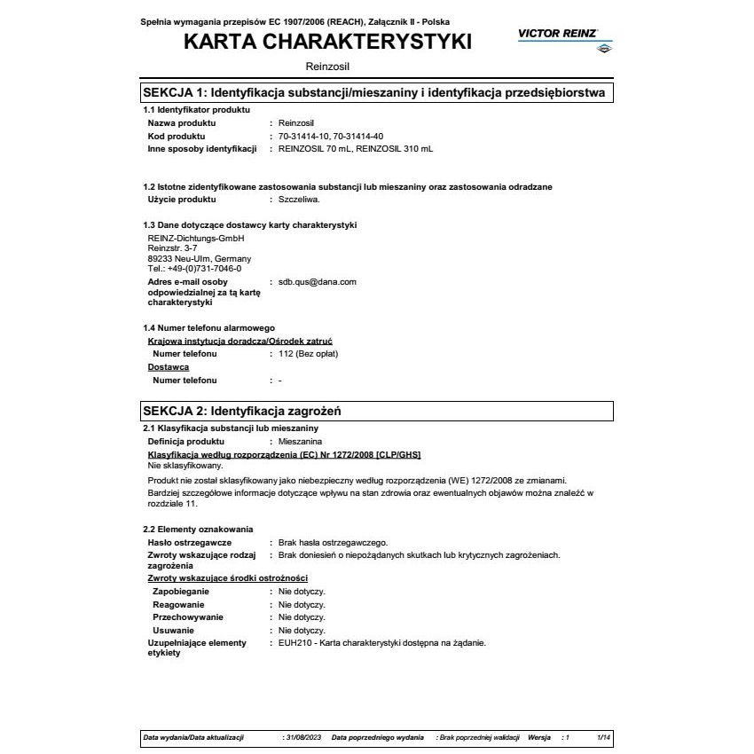 SILIKON CZARNY 70ml VICTOR REINZ 70-31414-10